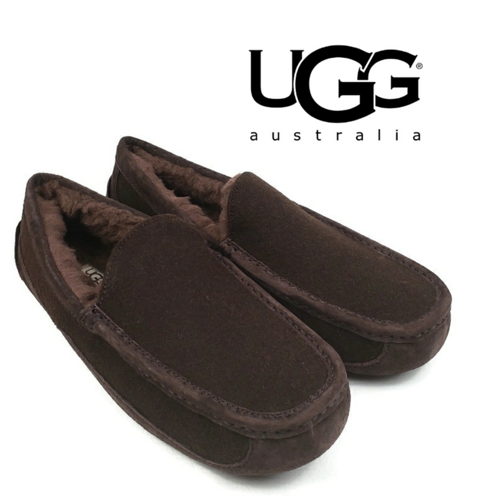 UGG Ascot Wool Suede Moc Toe Slippers Sz 10